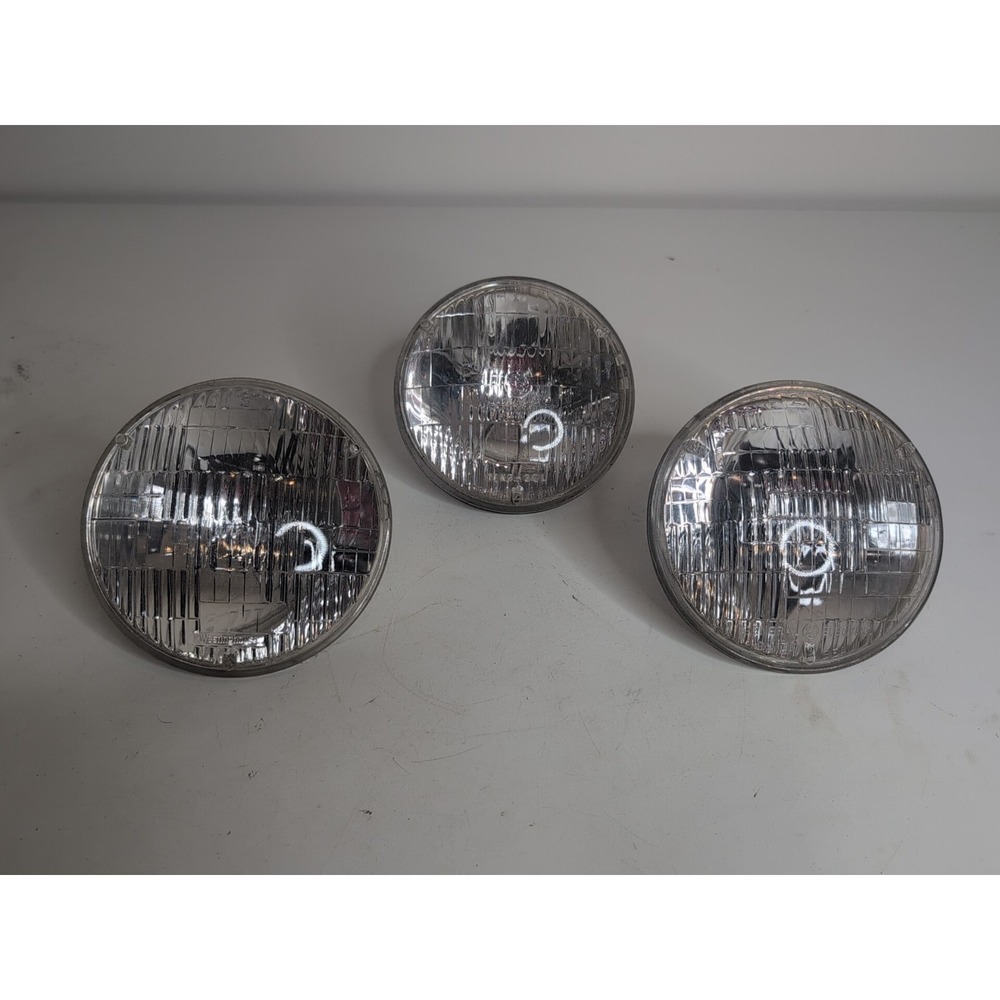 Lot Of 3 Vtg Headlight Lamps 6" Tung-Sol GE Westinghouse Sealed Beam 4001 4002